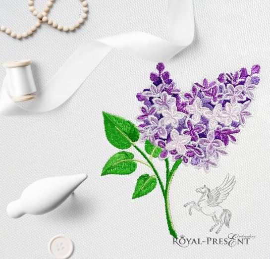 Machine Embroidery Design Lilac Branch - 2 sizes