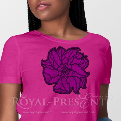 Appliqué Embroidery Design Peony