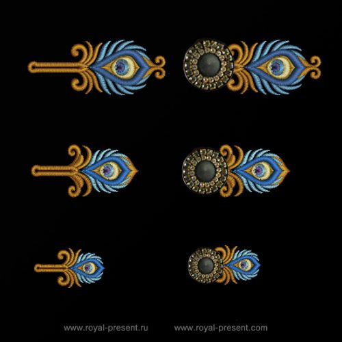 Gold Feather buttonholes Machine Embroidery Designs