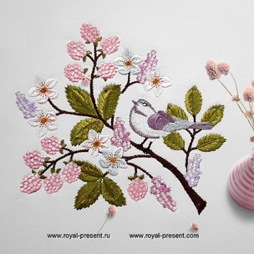 Wagtail machine embroidery design