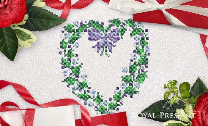Cross-stitch Machine Embroidery Design Valentine Heart