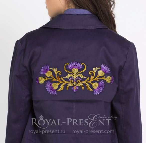 Golden thistles border Machine Embroidery Design Golden thistles border Machine Embroidery Design - 7 sizes