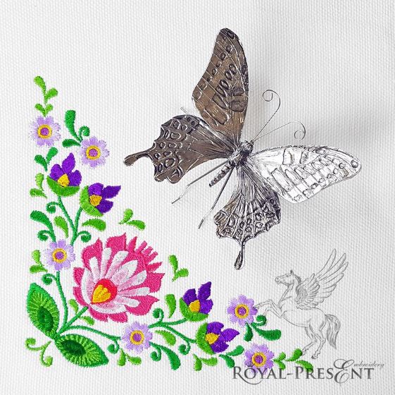 Corner Polish floral folk embroidery pattern