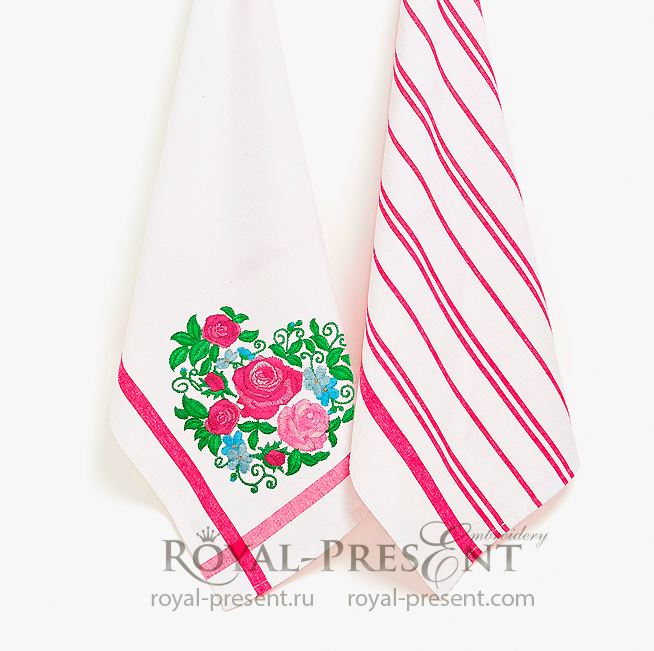 Roses Heart Machine Embroidery Design Roses Heart Machine Embroidery Design