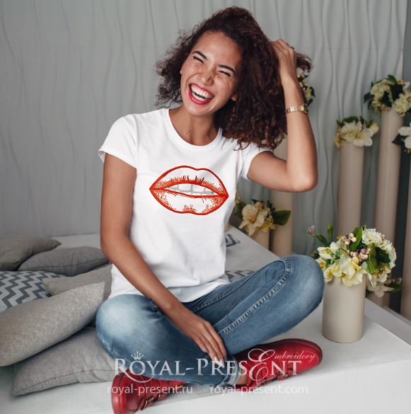 Contour Lips Machine Embroidery Design