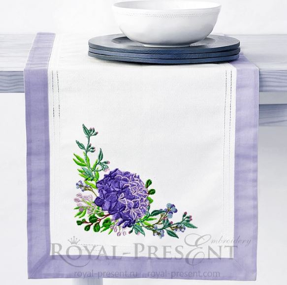 Hydrangea corner Machine Embroidery Design Hydrangea corner Machine Embroidery Design