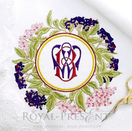 Elderberry wreath Machine Embroidery Design Elderberry wreath Machine Embroidery Design