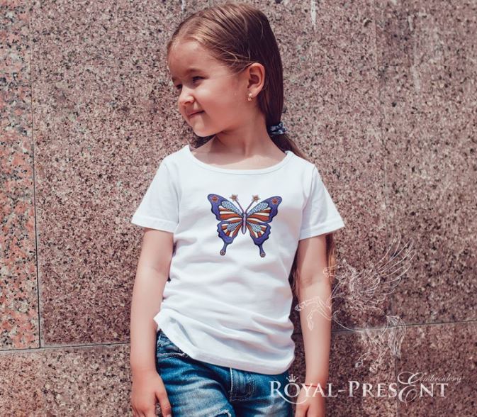 USA flag butterfly Machine embroidery design