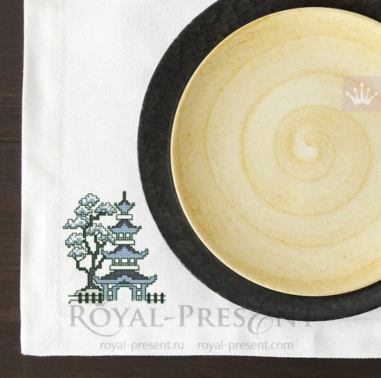 Free cross-stitch machine embroidery design Chinese Pagoda Free cross-stitch machine embroidery design Chinese Pagoda