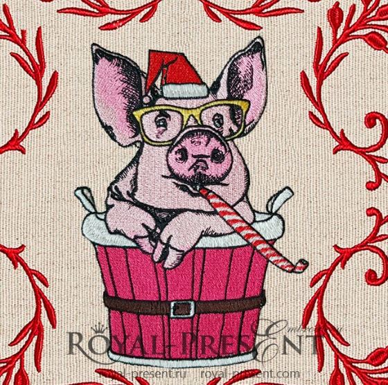 Christmas Piggy Machine Embroidery Design Christmas Piggy Machine Embroidery Design