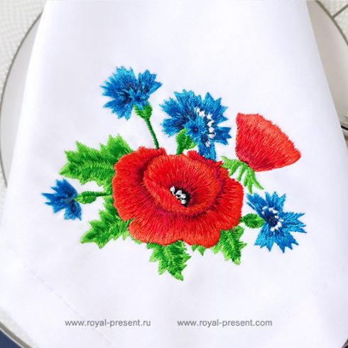 Machine Embroidery Design Poppies and Cornflowers Machine Embroidery Design Poppies and Cornflowers