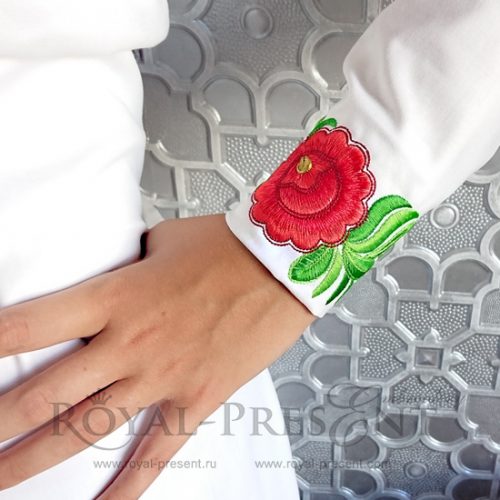 Red Flower Border Machine Embroidery Design Red Flower Border Machine Embroidery Design