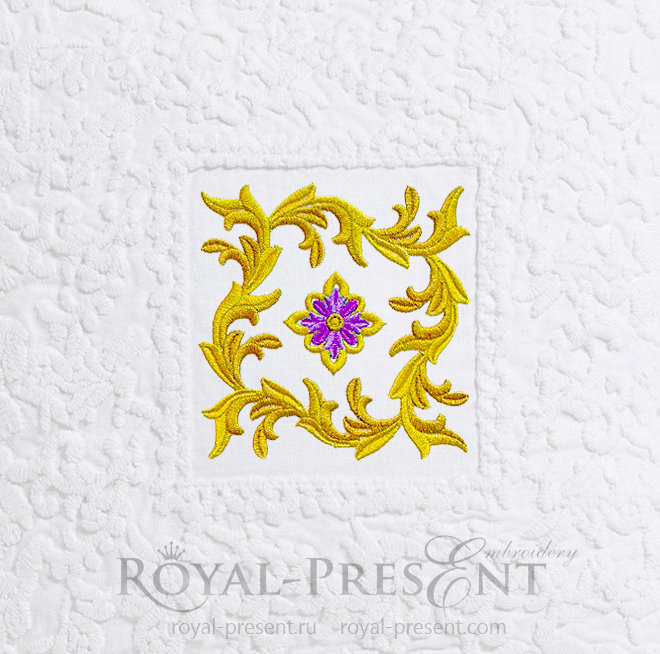 Ornamental Gold Leaf Machine Embroidery Design