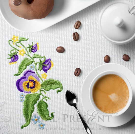 Digital Machine Embroidery Design Pansies