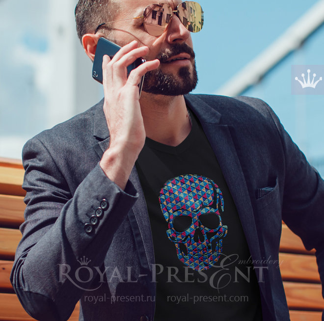 Colored Skull Machine Embroidery Design