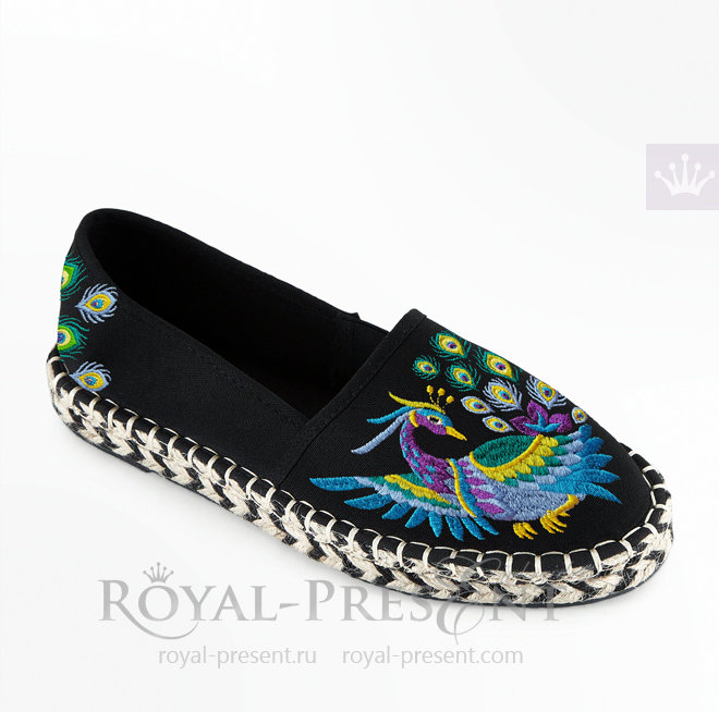 Peacock Espadrilles Machine Embroidery Design