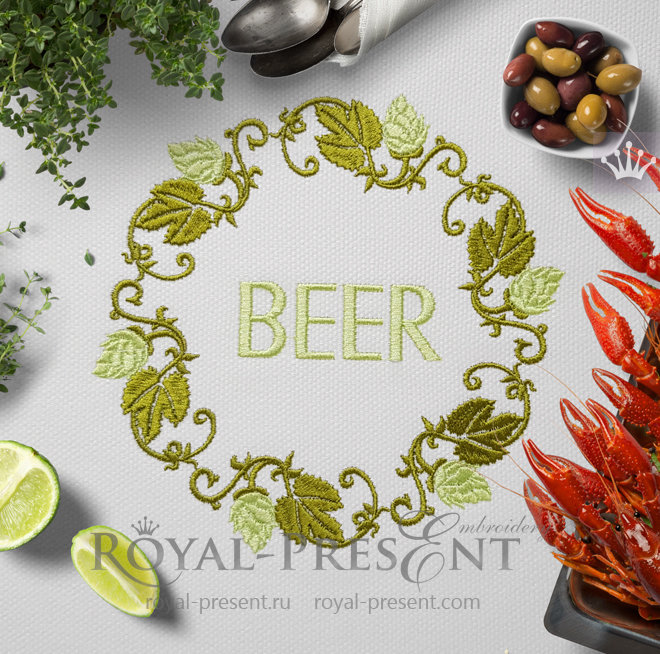 Hop Wreath Machine Embroidery Design Hop Wreath Machine Embroidery Design