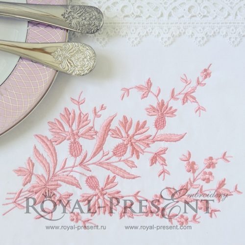 Machine Embroidery Design Vintage cornflowers border Machine Embroidery Design Vintage cornflowers border