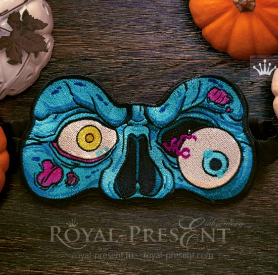 ITH Machine Embroidery Design Sleep Mask Zombie Halloween