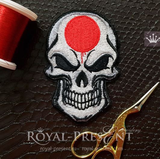 Japanese flag Skull Machine Embroidery Design Japanese flag Skull Machine Embroidery Design