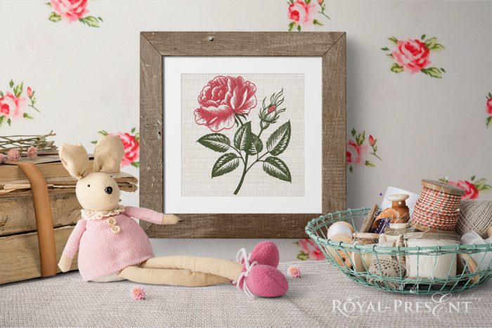 Vintage Rose engraving calligraphic Victorian style Embroidery Design Vintage Rose engraving calligraphic Victorian style Embroidery Design