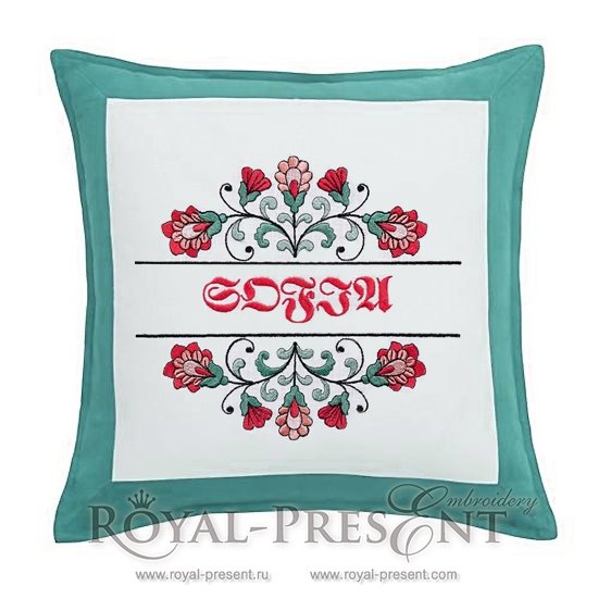 Machine Embroidery Design Floral Split Name Frame - 2 sizes