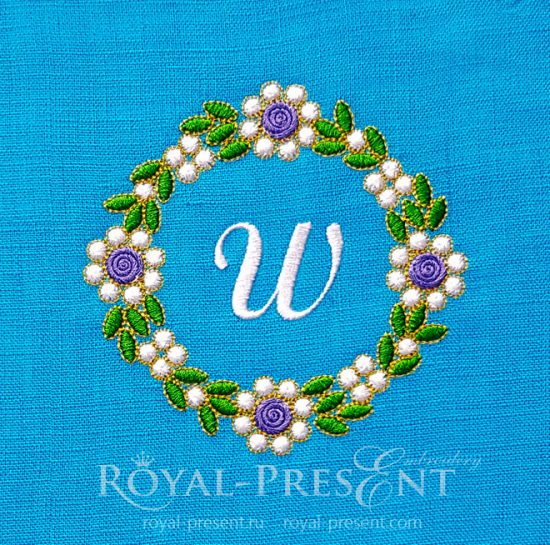 Floral Emerald frame Machine Embroidery Design
