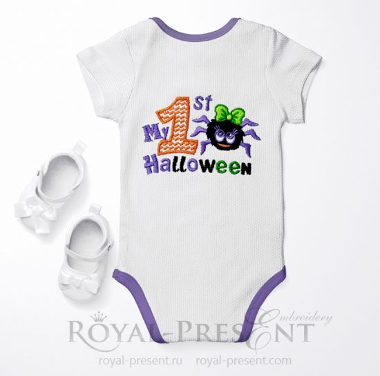 My First Halloween Machine Embroidery Design for baby girls