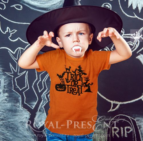 Silhouette Trick or Treat machine embroidery design