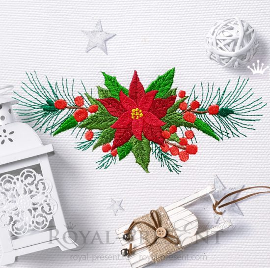 Poinsettia Border Machine Embroidery Design Poinsettia Border Machine Embroidery Design