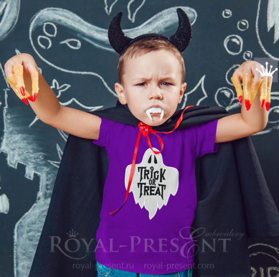 Trick or Treat Ghost Applique Machine Embroidery Design Trick or Treat Ghost Applique Machine Embroidery Design - 4 sizes