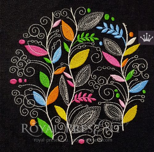 Circle Autumn Leaves Machine Embroidery Design Circle Autumn Leaves Machine Embroidery Design