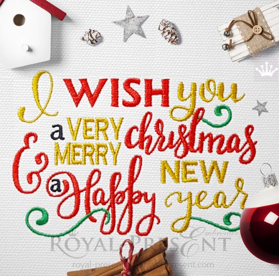 Calligraphy Christmas Postcard Machine Embroidery Design