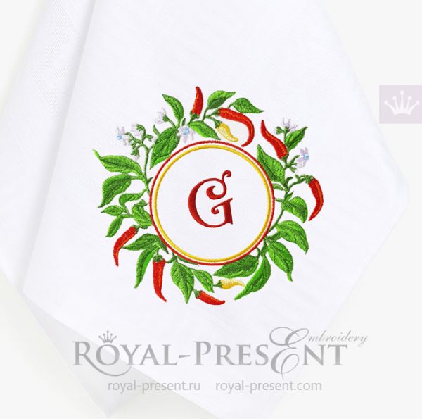 Cayenne Pepper Frame Machine Embroidery Design Cayenne Pepper Frame Machine Embroidery Design