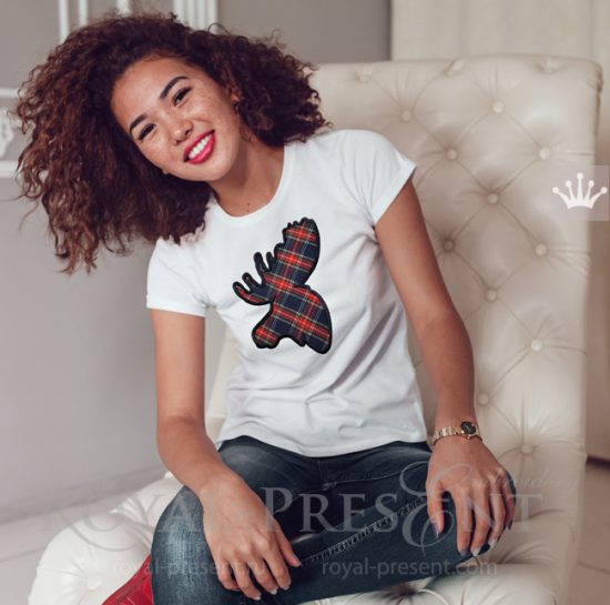 Elk Head Applique machine embroidery design