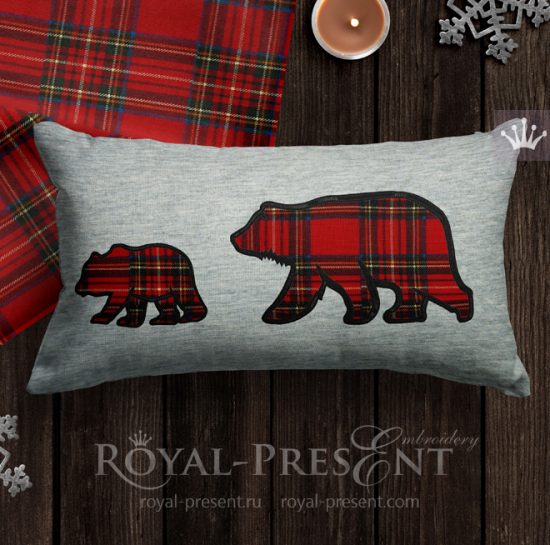 Applique Machine Embroidery Designs Bear-cub with Mother Bear