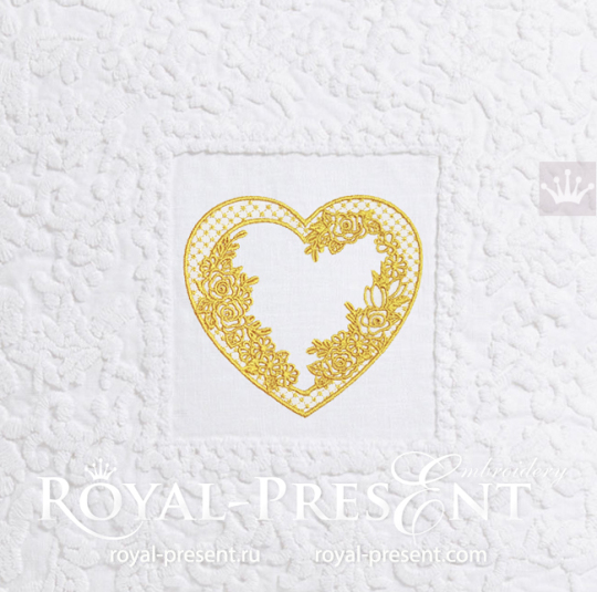 Tracery Heart Monogram Frame embroidery design