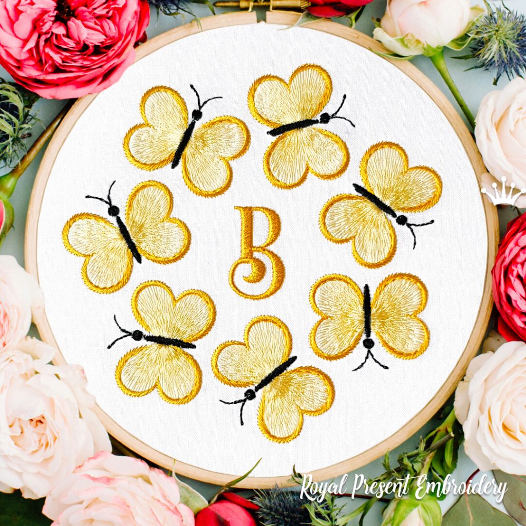 Butterflies Wreath Machine Embroidery Design - 7 sizes
