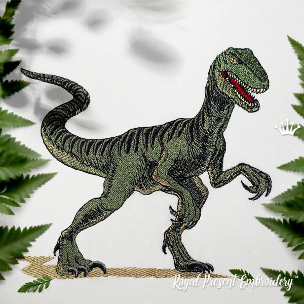 Predatory Velociraptor Machine Embroidery Design - 7 sizes