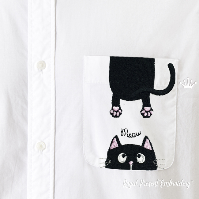 Cat for Pockets Machine Embroidery Design